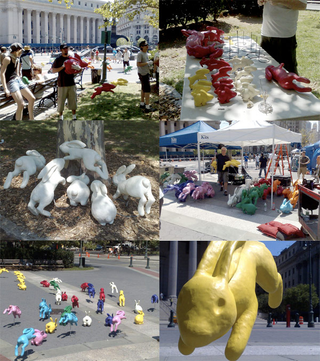 Illustration for article titled Bravia Ad Shoot Overwhelms NYC With Play Doh Bunnies